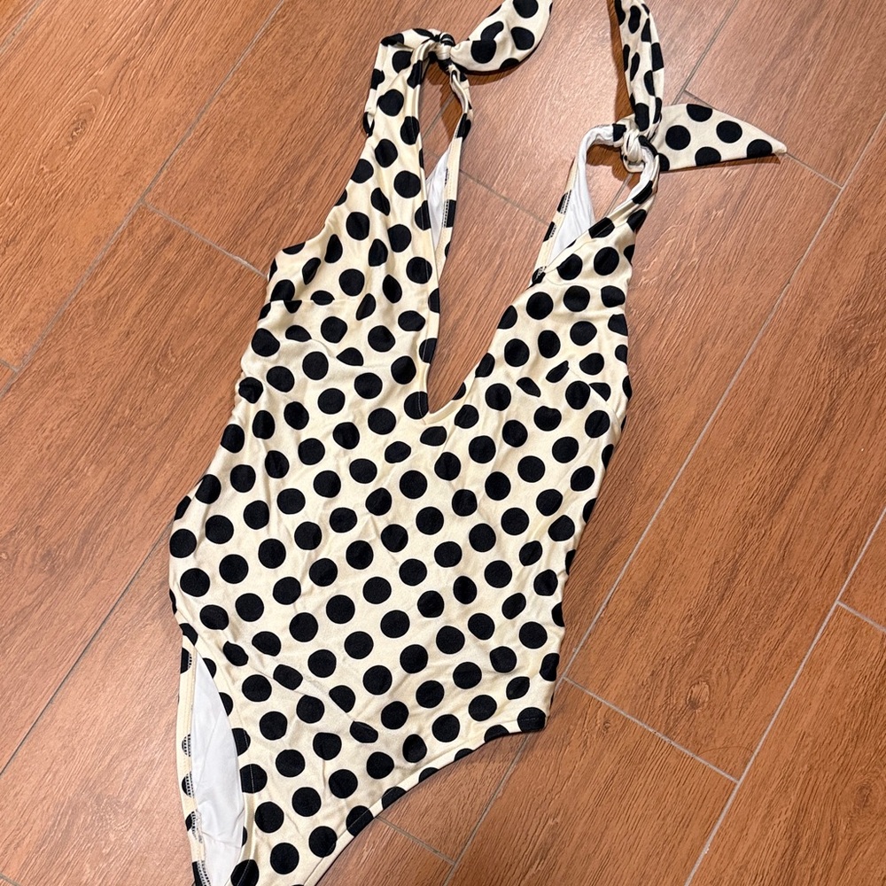 Zimmermann Polka Dot Swimsuit in Black and Cream